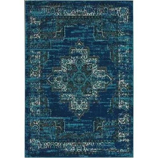 Picture of 8' x 11' Teal Vintage Bordered Area Rug