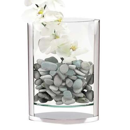 图片 12" Mouth Blown Crystal and Non Tarnish Aluminum Pocket Vase