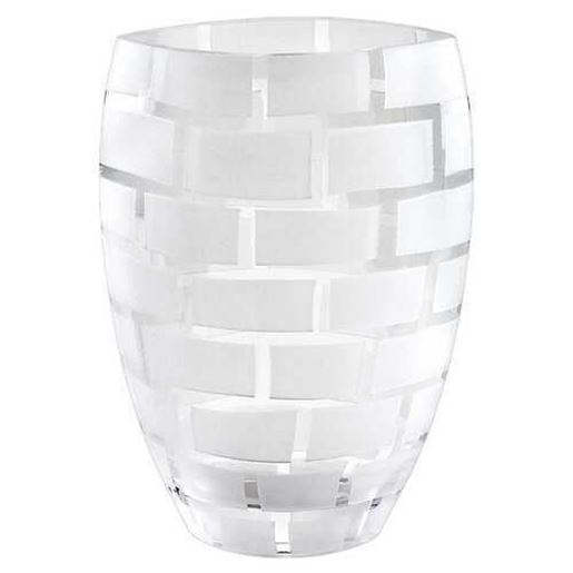 Image sur 12" Mouth Blown Frosted Crystal European Made Wall Design Vase