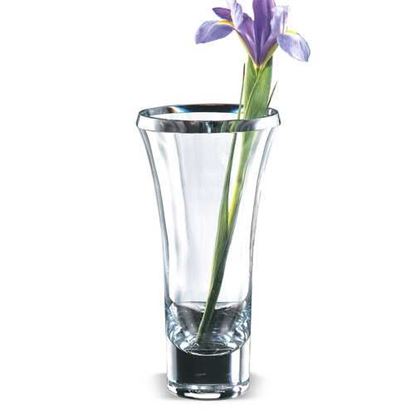 Изображение 11" Mouth Blown Crystal Thick Walled Beveled Edge Vase