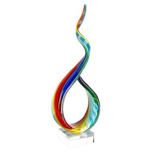 Image sur 18" MultiColor Art Glass Centerpiece on Crystal Base