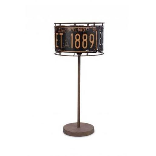 Изображение Set of 2 Distressed Metal License Plate Table Lamp