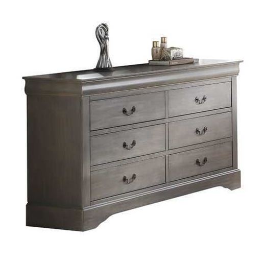 Изображение 34" Antique Gray Wood Finish Dresser with 6 Drawers