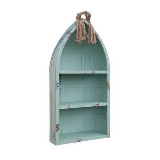 Изображение Distressed Blue Canoe Hanging Shelf