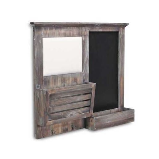 Picture of Gray Wooden Wall Chalkboard with Side Storage Basket