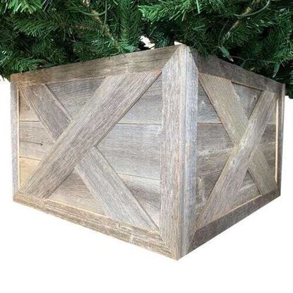 Foto de 19" Square Natural Weathered Gray Christmas Tree Collar