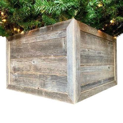 Foto de 18" Square Natural Weathered Gray Christmas Tree Collar