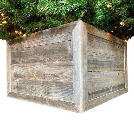 Image sur 18" Square Natural Weathered Gray Christmas Tree Collar