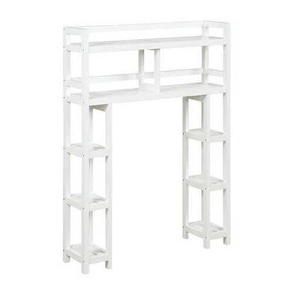 Image de White Finish 2 Tier Solid Wood Over Toilet Organizer
