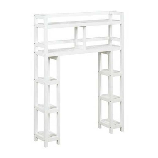 Image sur White Finish 2 Tier Solid Wood Over Toilet Organizer