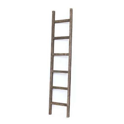 Picture of 6 Step Rustic Espresso Wood Ladder Shelf