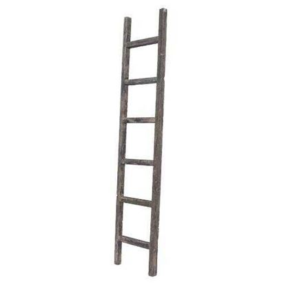 Picture of 6 Step Rustic Smoky Black Wood Ladder Shelf