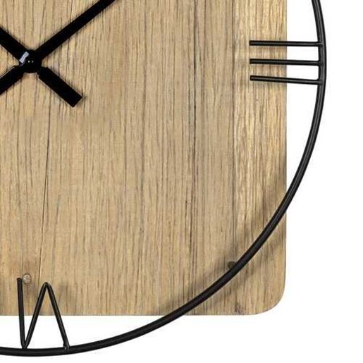 Изображение Minimalist Rustic Circle Square Wood and Metal Wall Clock