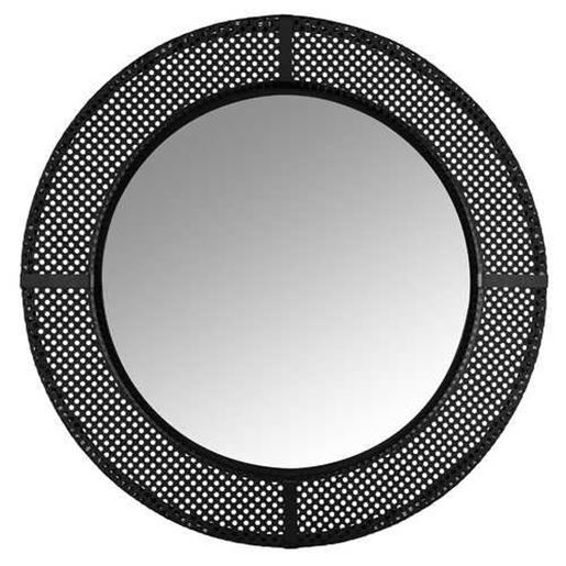 Picture of Black Metal Cane Webbing Round Wall Mirror