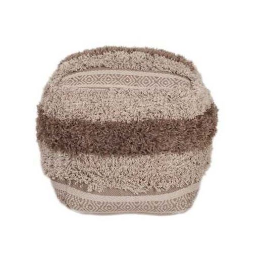 Picture of Boho Shaggy Khaki Textured Pouf