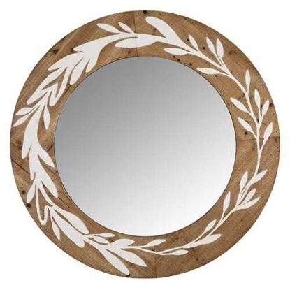 Picture of White and Natural Laurel Vine Carved Wood Wall Mirror