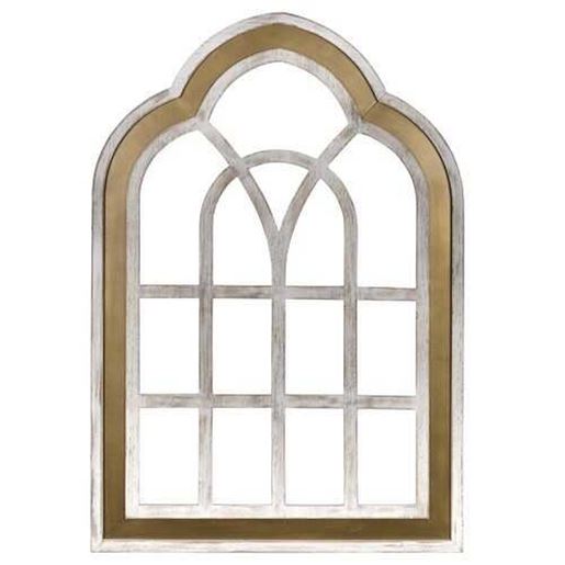 Picture of Distressed White and Gold Cathedral WindowWall Decor