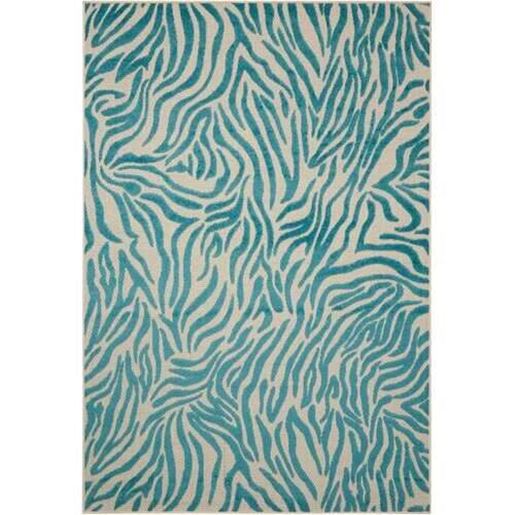 Picture of 5' x 7' Aqua Abstract Indoor Outdoor Area Rug