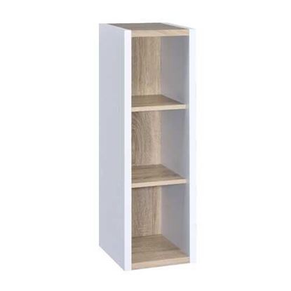 图片 Versatile Three Shelf White and Natural Cubby Bookshelf