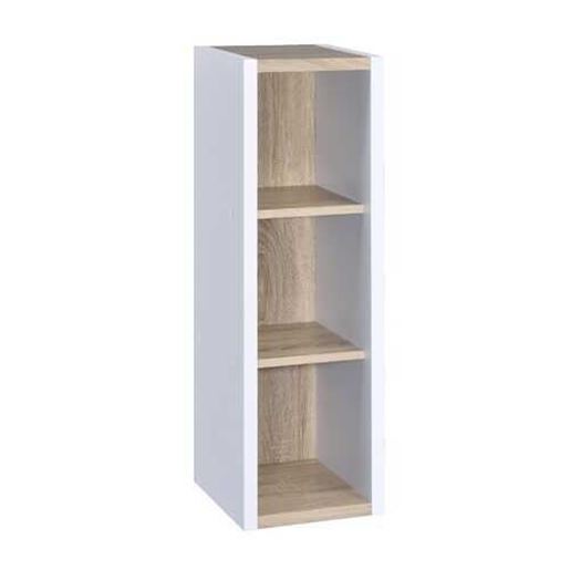 Image sur Versatile Three Shelf White and Natural Cubby Bookshelf