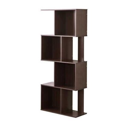 Изображение Mod Walnut Finish Open Cube 4 Shelf Bookcase