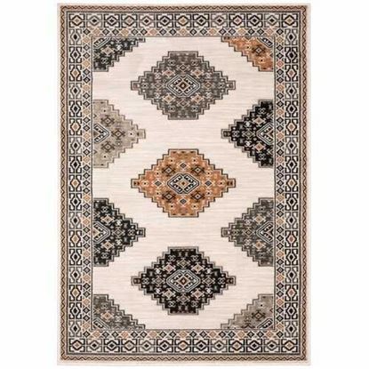 Изображение 4' x 6' Abstract Ivory and Gray Geometric Indoor Area Rug