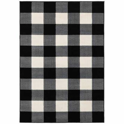 Изображение 4' x 6' Monochromatic Gingham Pattern Indoor Area Rug