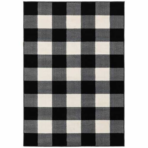 Изображение 4' x 6' Monochromatic Gingham Pattern Indoor Area Rug