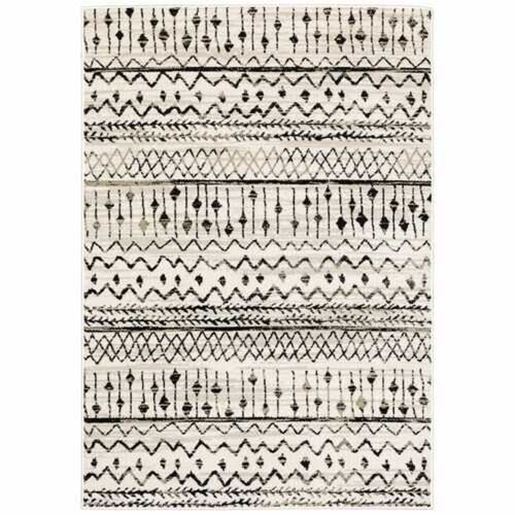 Picture of 4' x 6' Ivory and Black Eclectic Patterns Indoor Area Rug