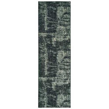 Изображение 8' Black Ivory Machine Woven Abstract Indoor Runner Rug