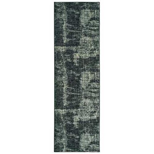 Picture of 8' Black Ivory Machine Woven Abstract Indoor Runner Rug