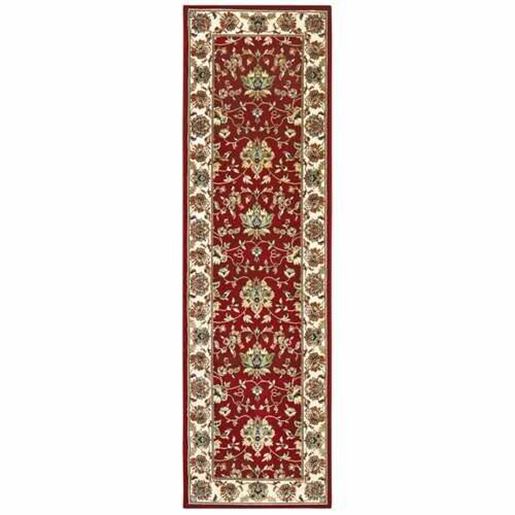 Изображение 8' Red Ivory Machine Woven Floral Oriental Indoor Runner Rug