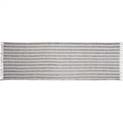 Picture of 3' X 8' Gray and Cream Sawlike Stripes Runner Rug