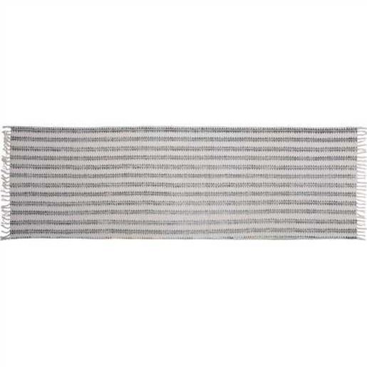 Picture of 3' X 8' Gray and Cream Sawlike Stripes Runner Rug