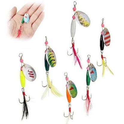 Picture of 6pcs Spoon Metal Fishing Lures Crankbaits Bass Tackle Hooks Set Spinner Baits