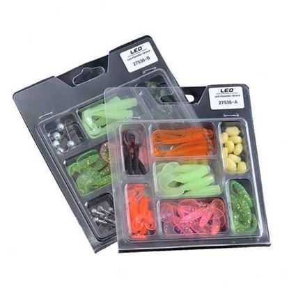 Picture of LEO 52Pcs Fishing Lures Lead Hooks Soft Bait Set Bass Lure Tackle