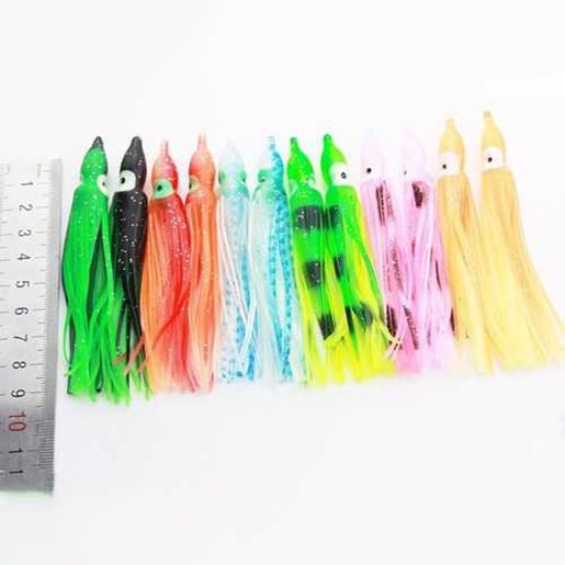 Picture of ZANLURE 10Pcs 10CM Soft Plastic Fishing Lures Trolling Squid Skirt Lure Bait Fishing Tackle Tools