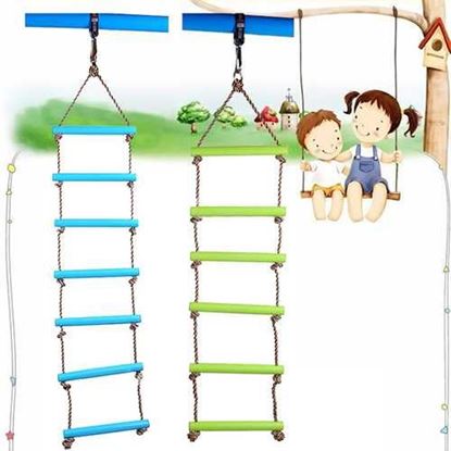 图片 6 Rungs 2M PE Rope Children Toy Swing Max load 120KG Outdoor Indoor Plastic Ladder Rope Playground Games For Kids Climbing Rope Swing