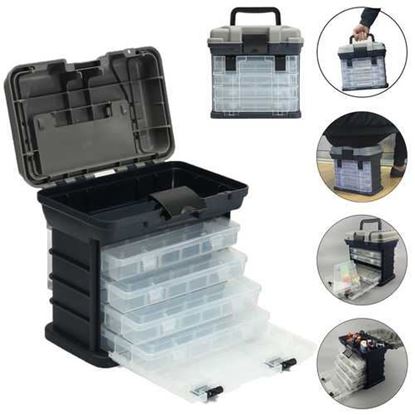 Изображение ZANLURE 4- layer Fishing Tackle Box Lures Storage Tray Bait Case Tool Organizer Bulk Drawer