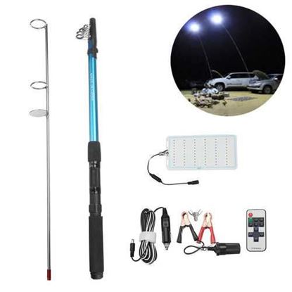 图片 12V 500W Telescopic LED Fishing Rod Lamp Car Light Remote Controller Outdoor Camping Lantern