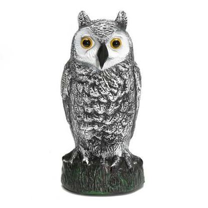 Picture of Plastic Standing Fake Owl Hunting Decoy Deterrent Scarer Repeller Garden Decor