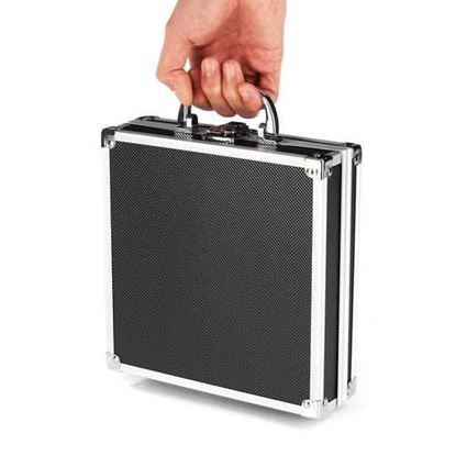 Picture of 205x205x65mm/8.1"x8.1"x2.5" Aluminum Alloy Handheld Tool Box Portable Small Storage Case