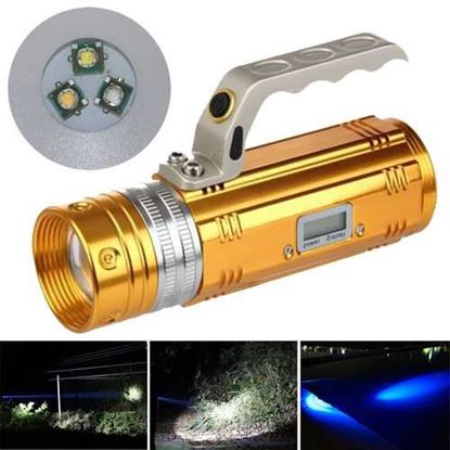 Picture of XANES 450LM 3 Color LEDs 200-300m Range Zoomable Rechargeable Fishing Flashlight With LCD Charger