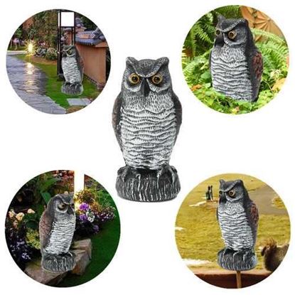 Picture of Fake Standing Owl Bird Hunting Shooting Decoy Deterrent Repeller Garden Scarer