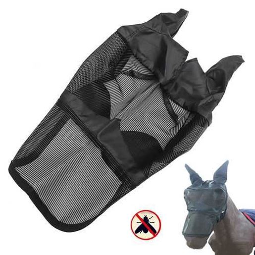 Picture of Equestrian Horse Anti-flies Anti-UV Mask Hood Horse Full Face Mesh Fleece Padded Midges