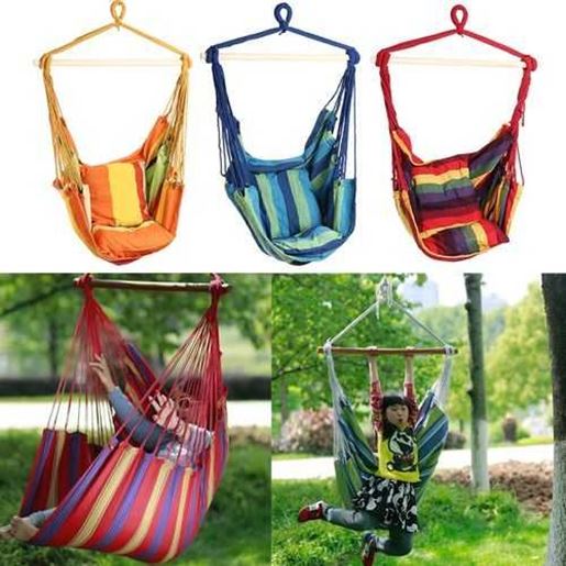 Picture of Outdoor Canvas Hammock Chair Swing Hanging Chair Relax Soft Indoor Garden Camping Swing