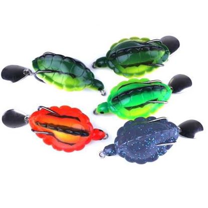 Picture of FO0165B 5Pcs/Set 5.5CM/13.4g Dual Hook Tortoise Fishing Lure Artificial Soft Bait With Spoon Sequins