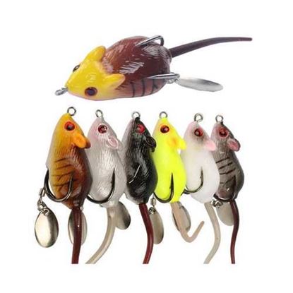 Picture of Y118 5cm 10.5g 3D Eyes Soft Mouse Bait Bells Sound Fishing Lure Frog Silicon Artificial Bait