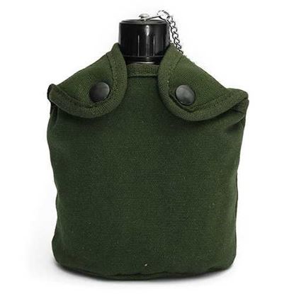 Picture of Outdoor Tactical Camping Water Bottle Aluminum Green Cover Drinking Cup