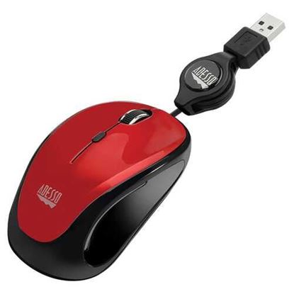 图片 Adesso iMouse S8R iMouse S8 Illuminated Retractable USB Mini Mouse (Red)